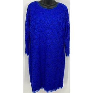 Acevog Women Size XXL Shift Bodycon Dress Blue Lace Women Cocktail 3/4 New B30E